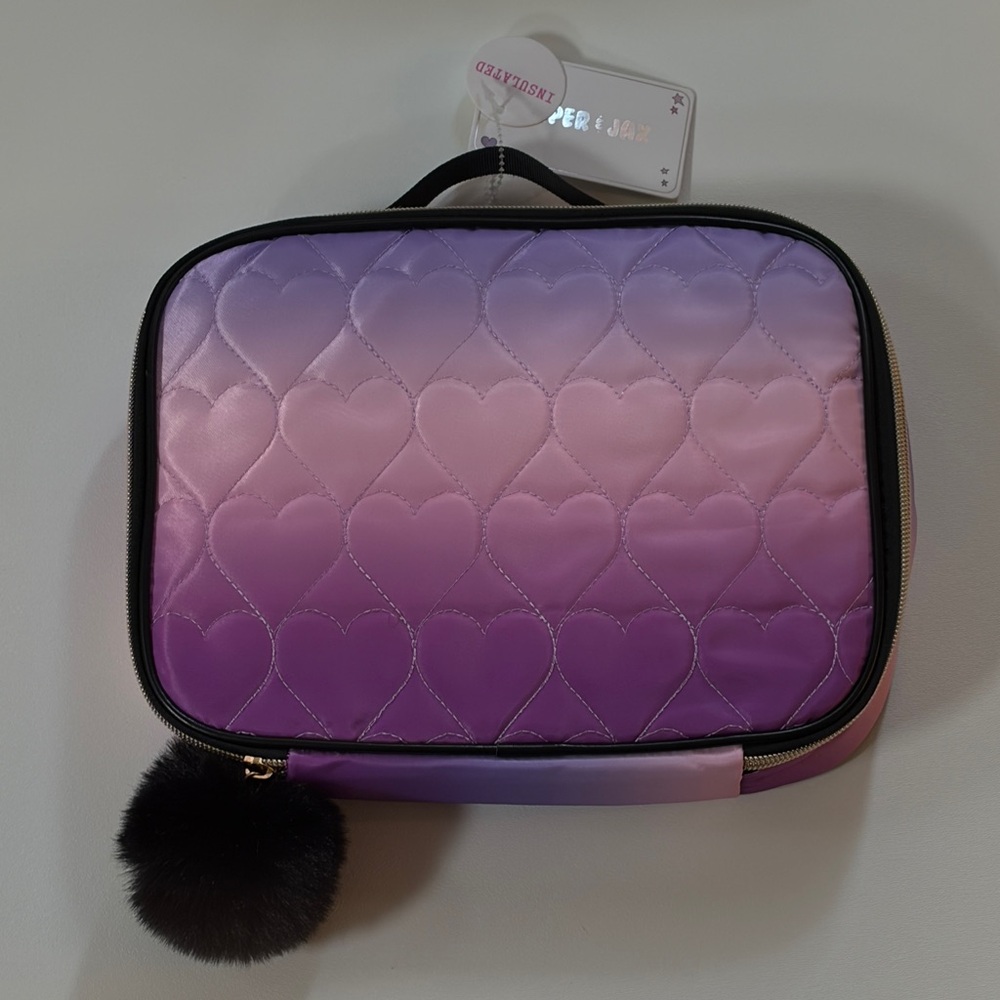 Piper & Jax Hearts Ombré Lunchbox Pom Pom Zipper
